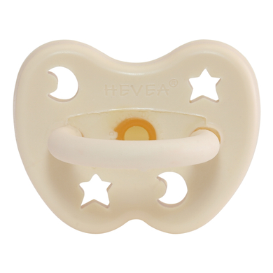 HEVEA Schnuller – Naturkautschuk / Milky White / rund / Stern & Mond (ab 3 Mon.)