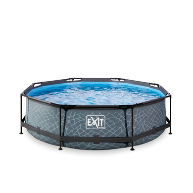 EXIT Stone Pool ø300x76cm med filterpump - grå