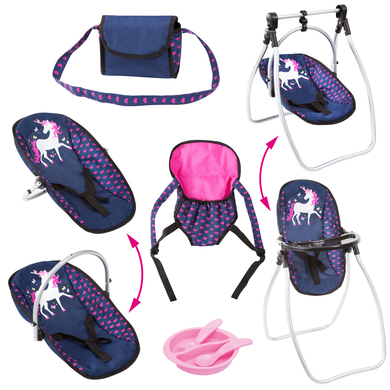 bayer Design Accessoires pour poupée sac, siège licorne, bleu/rose