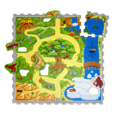 Hakuna Matte Tapis puzzle enfant safari des dinosaures 120x120 cm