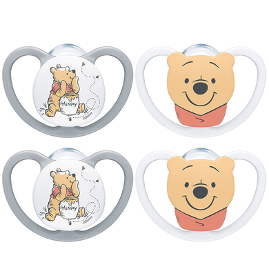 NUK Sucette Space Winnie l'ourson Disney silicone taille 2, lot de 4