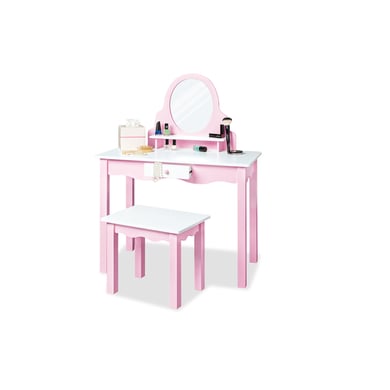 Pinolino Tocador infantil Jasmin con taburete rosa