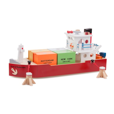New Classic Toys Figurine bateau porte-conteneurs bois