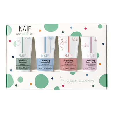 Naïf Kit de soin bébé shampooing gel douche mini 4x15 ml