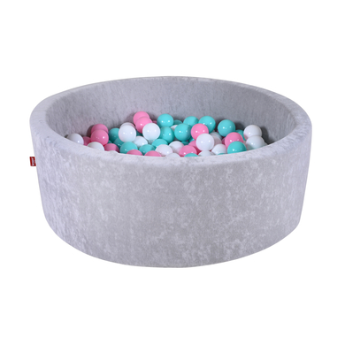Levně knorr-toys hrací ohrádka s míčky měkká - Grey - 300 míčků růžová / krémová / světle modrá