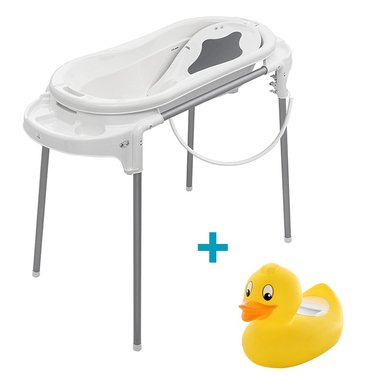 Rotho Babydesign Set de bain baignoire sur pieds bébé TOP Xtra blanc, thermomètre de bain gratis