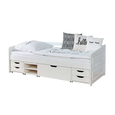 Image of TiCAA Divano letto Micki Beech bianco con 4 cassetti funzionali aden059