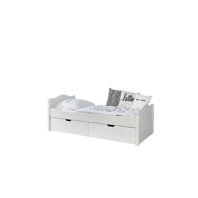 Image of TiCAA Letto singolo Leni 100 x 200 cm in pino bianco con 2 cassetti aden059