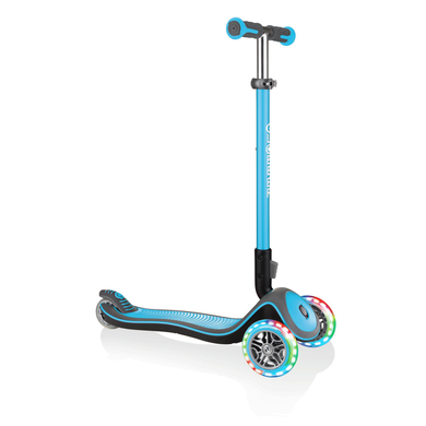 GLOBBER Sparkcykel ELITE DELUXE LIGHTS med lysande hjul sky blue