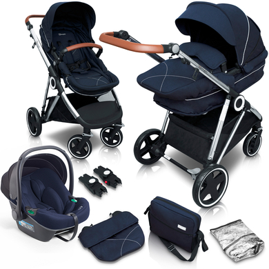 babyGO Poussette trio combinée 3en1 Halime Blue Silver