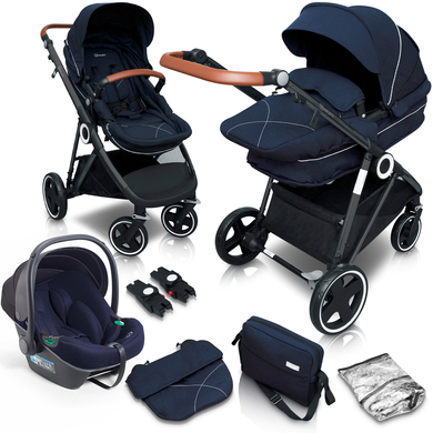 babyGO Poussette trio combinée 3en1 Halime Blue Black