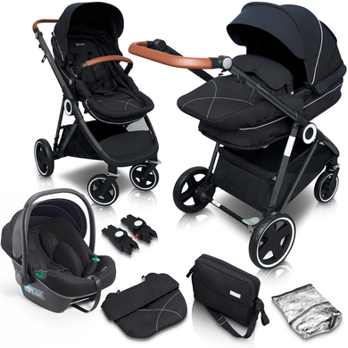 babyGO Poussette trio combinée 3en1 Halime Anthracite Black