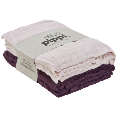 pippi Muslin Tücher 4er Pack pflaume