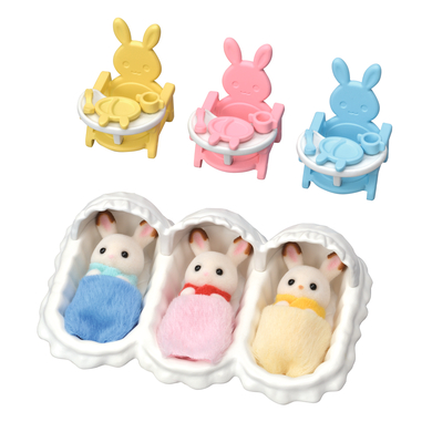 Sylvanian Families® Figurine triplés lapin chocolat accessoires puériculture 5532
