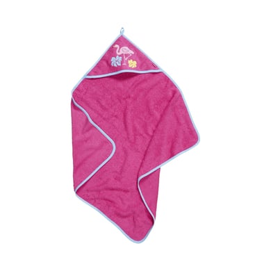 Image of Playshoes Asciugamano con cappuccio in spugna rosa fenicottero