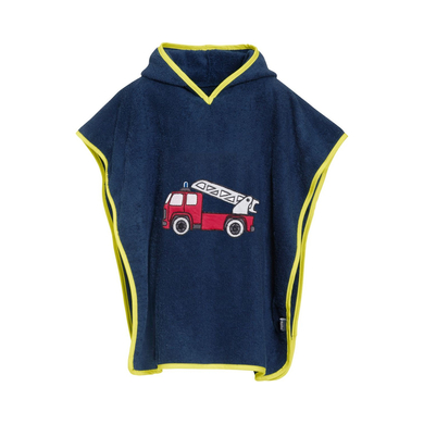 Playshoes Poncho de bain enfant éponge pompier bleu marine
