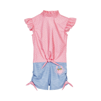 Playshoes Combinaison de bain enfant anti-UV crabe bleu/rose