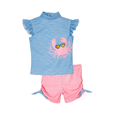 Playshoes Maillot de bain enfant 2 pièces anti-UV crabe bleu/rose