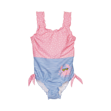 Playshoes Maillot de bain enfant 1 pièce anti-UV crabe bleu/rose
