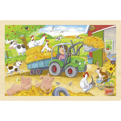 goki Puzzle petit tracteur bois