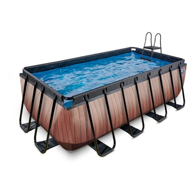 EXIT Frame Pool 4x2x1.22m (12v Sand filter)- Wood Optics