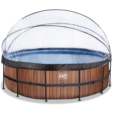 EXIT Frame Pool ø488x122cm(12v Sand filter) - Trä + Soltak