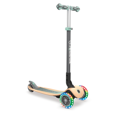 GLOBBER Trottinette enfant 3 roues évolutive pliable Primo, LED, planche bois vert pastel