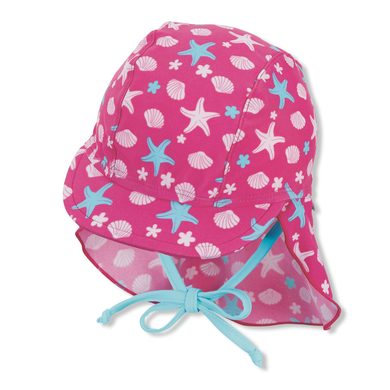 Sterntaler Peaked cap med halsskydd magenta