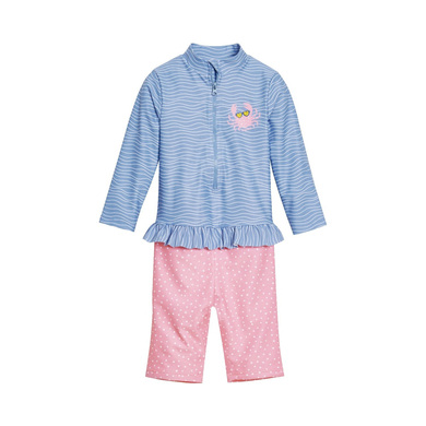 Playshoes UV-skydd i ett stycke krabba blå-rosa