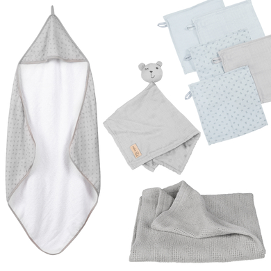 roba Coffret cadeau cape de bain enfant gant Jersey bio Lil Planet gris