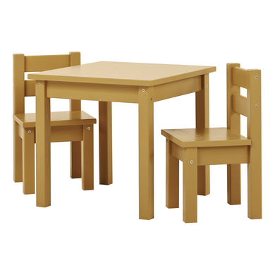 Hoppekids Ensemble table chaises enfant Mads bois Autumn Yellow
