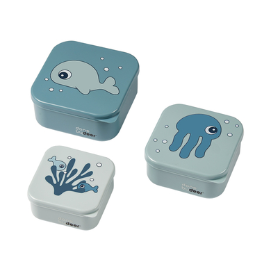 Done by Deer™ Boîte à goûter enfant Sea friends bleu lot de 3