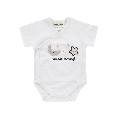 JACKY Corps enveloppant à manches courtes WELCOME blanc/rose