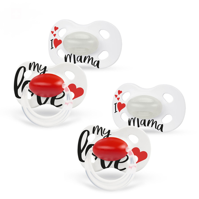 Medela Baby Sucette Day & Night 0-6 mois DUO Signature blanc/rouge lot de 4