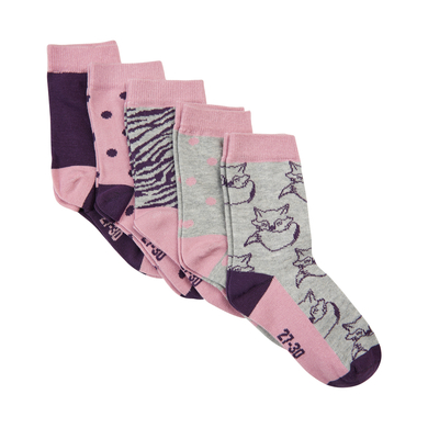 Minymo lot de 5 chaussettes motif orchidée sombre