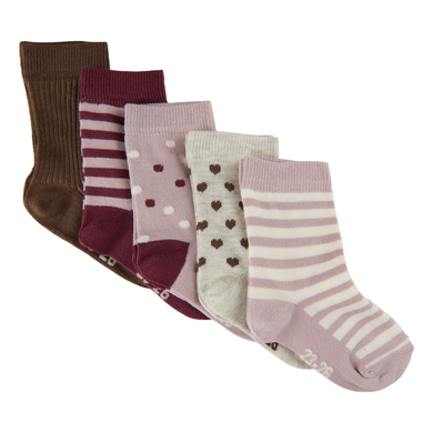 Minymo Lot de 5 chaussettes à motif Rose Smoke