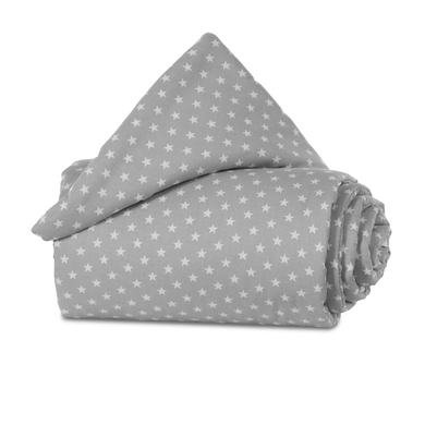 babybay Protection pour barrière de lit cododo coton bio gris clair étoiles blanc