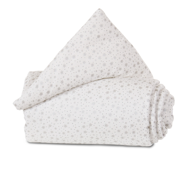 babybay Protection pour barrière de lit cododo coton bio blanc étoiles paillettes argentées