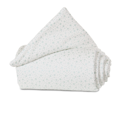 babybay Protection pour barrière de lit cododo coton bio blanc étoiles paillettes menthe