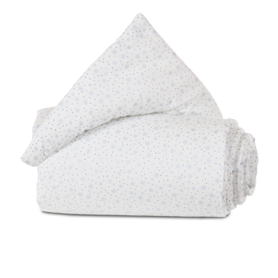 babybay Protection pour barrière de lit cododo coton bio blanc étoiles paillettes bleu diamant