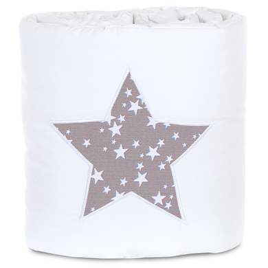 babybay® Tour de lit enfant piqué pour Original, blanc étoile taupe étoiles blanc 149x24 cm