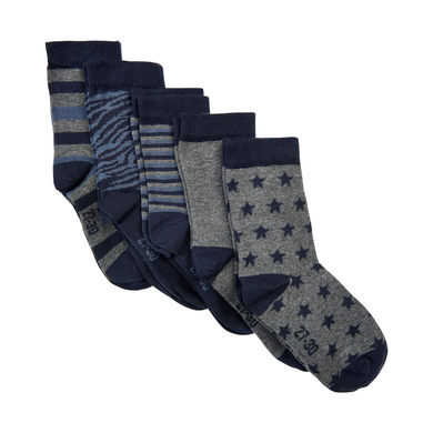 Minymo Lot de 5 chaussettes à motifs gris clair