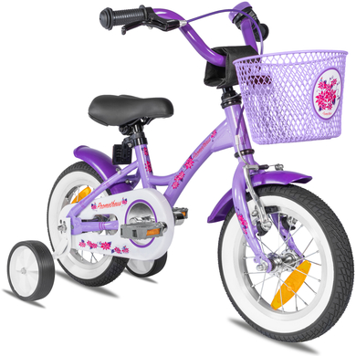 Image of PROMETHEUS BICYCLES ® bicicletta per bambini 12 da 3 anni con ruote di formazione in viola e bianco