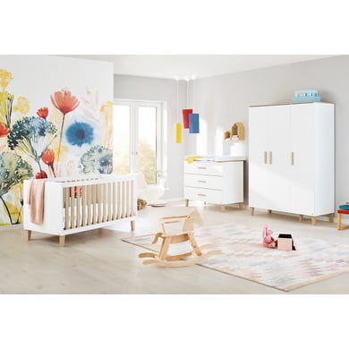 Pinolino Chambre bébé trio lit commode armoire 3 portes Lumi large bois...