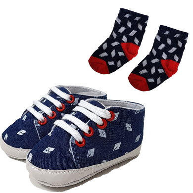 HÜTTE & CO Chaussons bébé quatre pattes et chaussettes bleu