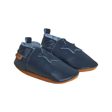 EN FANT Chaussons enfant élastiques cuir bleu nuit