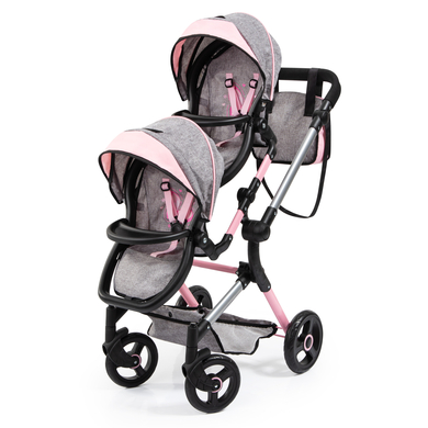 bayer Design Twin Neo dockvagn grå/rosa, med fjäril