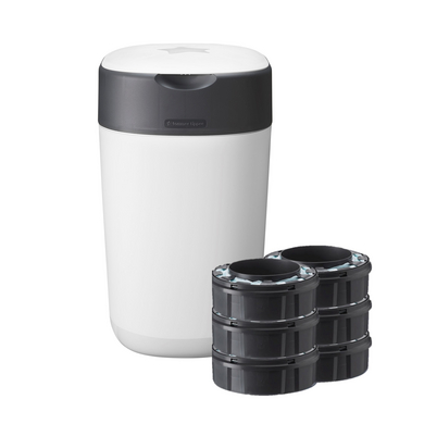 Tommee Tippee Poubelle à couches Twist & Click Advanced blanc, 6 recharges Greenfilm