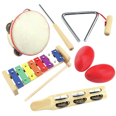 Bino Kit instruments de musique enfant bois, multicolore lot de 5