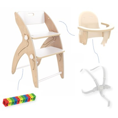 QuarttoLino® Chaise haute enfant évolutive Mini bois blanc